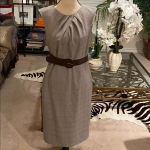 Gray plaid belted dress 236